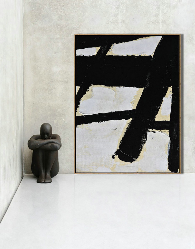 Extra Large Canvas Art,Minimalist Painting On Canvas, Palette Knife Vertical Minimal Art - Modern Wall Decor